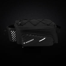 Заредете изображение във визуализатора на галерията – Wozinsky bike carrier bag with 9l shoulder strap (rain cover included) black (WBB22BK) - TopMag
