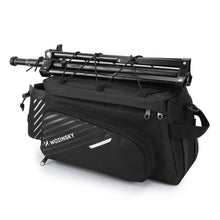 Заредете изображение във визуализатора на галерията – Wozinsky bike carrier bag with 9l shoulder strap (rain cover included) black (WBB22BK) - TopMag

