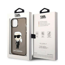 Заредете изображение във визуализатора на галерията – Original Pouch KARL LAGERFELD  Ikonik Karl Lagerfeld KLHCP14MHNIKTCK for Iphone 14 Plus black
