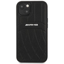 Заредете изображение във визуализатора на галерията – AMG AMHCP13MOSDBK iPhone 13 6.1" black/black hardcase Leather Curved Lines
