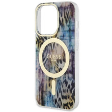 Заредете изображение във визуализатора на галерията – Guess GUHMP14XHLEOPWB iPhone 14 Pro Max 6.7" blue/blue hardcase Leopard MagSafe
