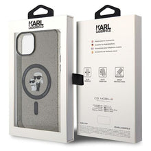 Заредете изображение във визуализатора на галерията – Original faceplate case KARL LAGERFELD KLHMP15MHGKCNOK for iPhone 15 PLUS (Glitter + MAG / black)
