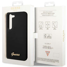 Заредете изображение във визуализатора на галерията – Guess GUHCS23MSLSMK S23+ S916 black/black hardcase Silicone Vintage Gold Logo
