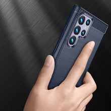 Заредете изображение във визуализатора на галерията – Carbon Case for Samsung Galaxy S23 Ultra flexible silicone carbon cover blue
