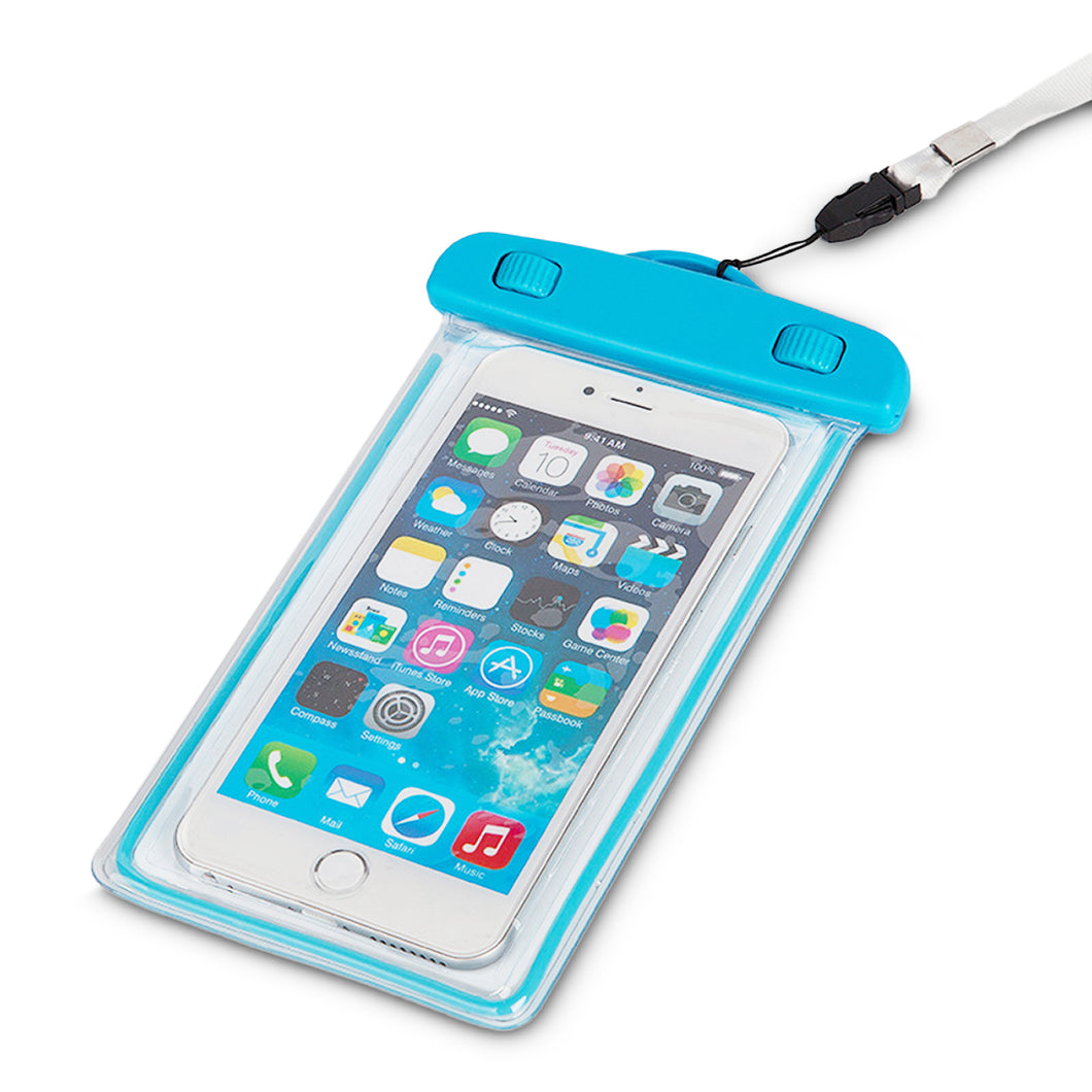 PVC waterproof phone case with lanyard - blue