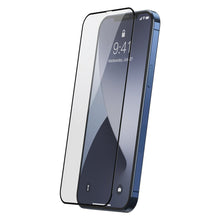 Заредете изображение във визуализатора на галерията – Baseus 2x Tempered glass 0.25 mm with a frame for the entire screen iPhone 12 Pro / iPhone 12 Black (SGAPIPH61P-KC01) - TopMag
