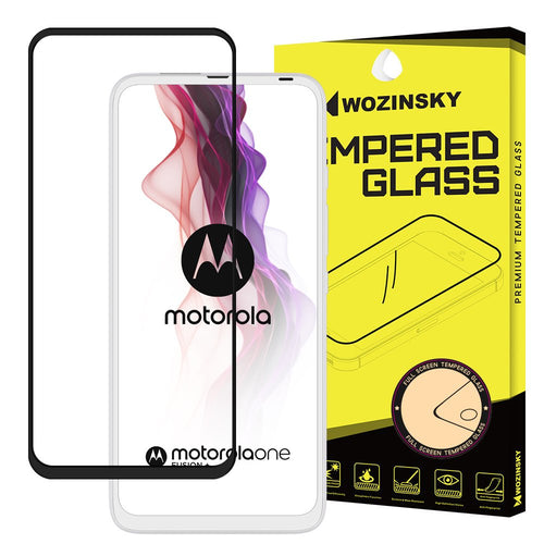 Wozinsky Tempered Glass Full Glue Super Tough Screen Protector Full Coveraged with Frame Case Friendly for Motorola One Fusion+ (Fusion Plus) black - TopMag