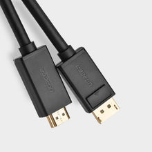 Заредете изображение във визуализатора на галерията – Ugreen unidirectional DisplayPort to HDMI Cable 4K 30Hz 32 AWG 1.5m Black (DP101 10239) - TopMag
