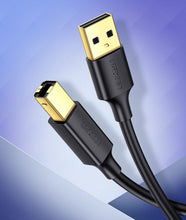 Заредете изображение във визуализатора на галерията – Ugreen USB Type B printer cable (male) - USB 2.0 (male) 480 Mbps 1.5 m black (US135 10350) - TopMag
