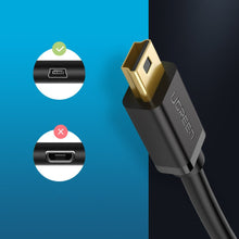 Заредете изображение във визуализатора на галерията – Ugreen cable USB - mini USB cable 480 Mbps 1 m black (US132 10355) - TopMag
