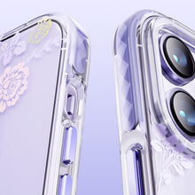 Заредете изображение във визуализатора на галерията – Kingxbar Flora Series magnetic case for iPhone 14 MagSafe decorated with orchid flowers print
