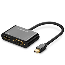 Заредете изображение във визуализатора на галерията – Ugreen HDMI / VGA adapter - mini DisplayPort 4K @ 30 Hz Full HD 1080p black (MD108 10439) - TopMag
