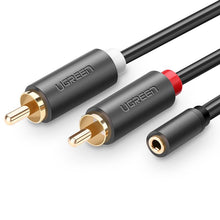 Заредете изображение във визуализатора на галерията – Ugreen cable audio cable 3.5 mm mini jack (female) - 2RCA (male) 25 cm gray (AV102 10561) - TopMag
