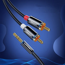 Заредете изображение във визуализатора на галерията – Ugreen cable audio cable 3.5 mm mini jack - 2RCA 2 m black (AV116 10584) - TopMag
