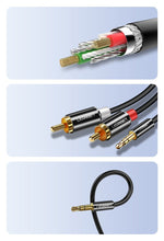 Заредете изображение във визуализатора на галерията – Ugreen cable audio cable 3.5 mm mini jack - 2RCA 2 m black (AV116 10584) - TopMag
