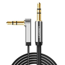 Заредете изображение във визуализатора на галерията – Ugreen flat angled cable AUX audio cable 3.5 mm mini jack 0.5 m black (AV119 10596) - TopMag

