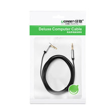 Заредете изображение във визуализатора на галерията – Ugreen flat angled cable AUX audio cable 3.5 mm mini jack 0.5 m black (AV119 10596) - TopMag
