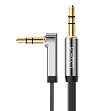 Заредете изображение във визуализатора на галерията – Ugreen flat angled cable AUX audio cable 3.5 mm mini jack 0.5 m black (AV119 10596) - TopMag
