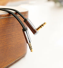 Заредете изображение във визуализатора на галерията – Ugreen flat angled cable AUX audio cable 3.5 mm mini jack 0.5 m black (AV119 10596) - TopMag
