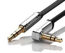Заредете изображение във визуализатора на галерията – Ugreen flat angled cable AUX audio cable 3.5 mm mini jack 0.5 m black (AV119 10596) - TopMag
