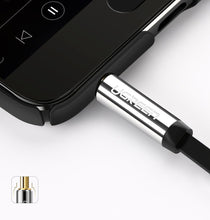 Заредете изображение във визуализатора на галерията – Ugreen flat angled cable AUX audio cable 3.5 mm mini jack 0.5 m black (AV119 10596) - TopMag
