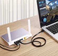 Заредете изображение във визуализатора на галерията – Ugreen Flat Cable Internet Network Cable Ethernet Patchcord RJ45 Cat 7 STP LAN 10 Gbps 3m Black (NW106 11262) - TopMag
