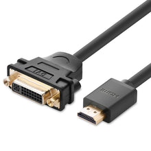 Заредете изображение във визуализатора на галерията – Ugreen cable cable adapter adapter DVI 24 + 5 pin (female) - HDMI (male) 22 cm black (20136) - TopMag
