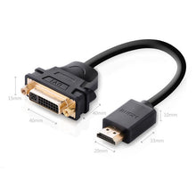 Заредете изображение във визуализатора на галерията – Ugreen cable cable adapter adapter DVI 24 + 5 pin (female) - HDMI (male) 22 cm black (20136) - TopMag
