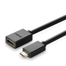 Заредете изображение във визуализатора на галерията – Ugreen adapter cable HDMI (female) - mini HDMI (male) 4K 60 Hz Ethernet HEC ARC audio 32 channels 22 cm black (20137) - TopMag
