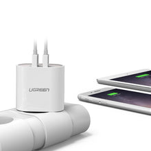 Заредете изображение във визуализатора на галерията – Ugreen charger 2x USB 2.4 A white (CD104 20384) - TopMag
