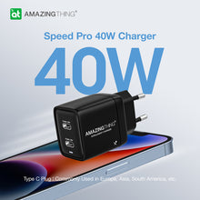 Заредете изображение във визуализатора на галерията – Amazing Thing Wall charger Speed Pro EUPD40WBK - 2xType C - PD 40W 3A black
