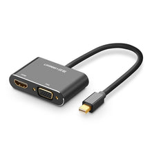 Заредете изображение във визуализатора на галерията – Ugreen HDMI / VGA adapter - mini DisplayPort Full HD 1080p black (MD115 20422) - TopMag
