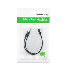 Заредете изображение във визуализатора на галерията – Ugreen AUX splitter cable 3.5 mm mini jack (female) - 2x 3.5 mm mini jack (male - microphone and headphones) black (AV140 20899) - TopMag
