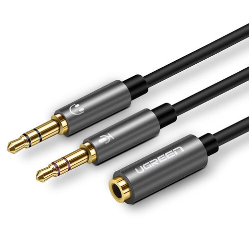 Ugreen AUX splitter cable 3.5 mm mini jack (female) - 2x 3.5 mm mini jack (male - microphone and headphones) black (AV140 20899) - TopMag