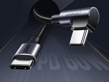 Заредете изображение във визуализатора на галерията – Ugreen angle cable USB Type C - USB Type C Power Delivery 60 W 20 V 3 A 1 m black-gray cable (US255 50123) - TopMag
