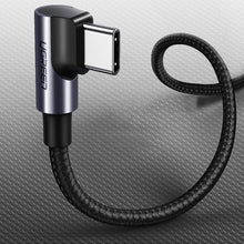 Заредете изображение във визуализатора на галерията – Ugreen angled cable USB Type C - USB Type C Power Delivery 60 W 20 V 3 A 2 m black-gray cable (US255 50125) - TopMag
