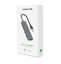 Заредете изображение във визуализатора на галерията – Ugreen USB HUB splitter - 4x USB 3.2 Gen 1 with micro USB power port gray (CM219 50985) - TopMag
