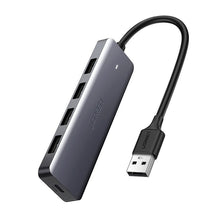 Заредете изображение във визуализатора на галерията – Ugreen USB HUB splitter - 4x USB 3.2 Gen 1 with micro USB power port gray (CM219 50985) - TopMag
