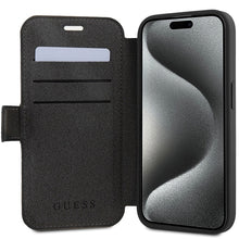 Заредете изображение във визуализатора на галерията – Original Case GUESS book 4G Metal Logo GUBKP15X4GMGGR for Iphone 15 Pro Max grey
