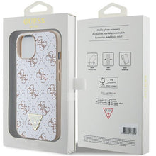 Заредете изображение във визуализатора на галерията – Original Case GUESS hardcase 4G Triangle Metal Logo GUHCP15SPG4GPH for Iphone 13/14/15 white
