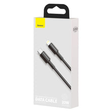 Заредете изображение във визуализатора на галерията – Baseus USB Type C - Lightning cable Power Delivery fast charge 20 W 1 m black (CATLGD-01) - TopMag
