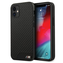 Заредете изображение във визуализатора на галерията – Etui BMW BMHCP12SCABBK iPhone 12 mini 5,4" czarny/black hardcase M Collection PU Carbon - TopMag

