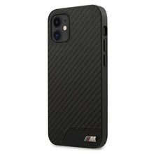 Заредете изображение във визуализатора на галерията – Etui BMW BMHCP12SCABBK iPhone 12 mini 5,4" czarny/black hardcase M Collection PU Carbon - TopMag
