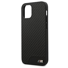 Заредете изображение във визуализатора на галерията – Etui BMW BMHCP12SCABBK iPhone 12 mini 5,4" czarny/black hardcase M Collection PU Carbon - TopMag

