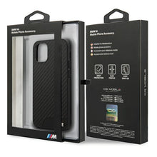 Заредете изображение във визуализатора на галерията – Etui BMW BMHCP12SCABBK iPhone 12 mini 5,4" czarny/black hardcase M Collection PU Carbon - TopMag
