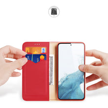Заредете изображение във визуализатора на галерията – Dux Ducis Hivo case Samsung Galaxy S23+ flip cover wallet stand RFID blocking red
