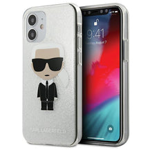 Заредете изображение във визуализатора на галерията – Karl Lagerfeld KLHCP12SPCUTRIKSL iPhone 12 mini 5,4" srebrny/silver hardcase Glitter Ikonik Karl - TopMag
