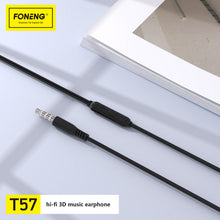 Заредете изображение във визуализатора на галерията – Foneng Earphones T57 with microphone black
