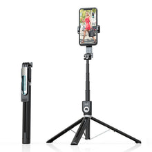 Заредете изображение във визуализатора на галерията – Selfie Stick - with detachable bluetooth remote control and tripod - P81 1,6 metres BLACK
