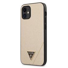 Заредете изображение във визуализатора на галерията – Guess GUHCP12SVSATMLLG iPhone 12 mini 5,4" złoty/light gold hardcase Saffiano - TopMag
